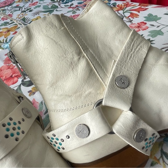 Zadig & Voltaire White Ankle Booties with Studded Strap - Picture 8 of 12